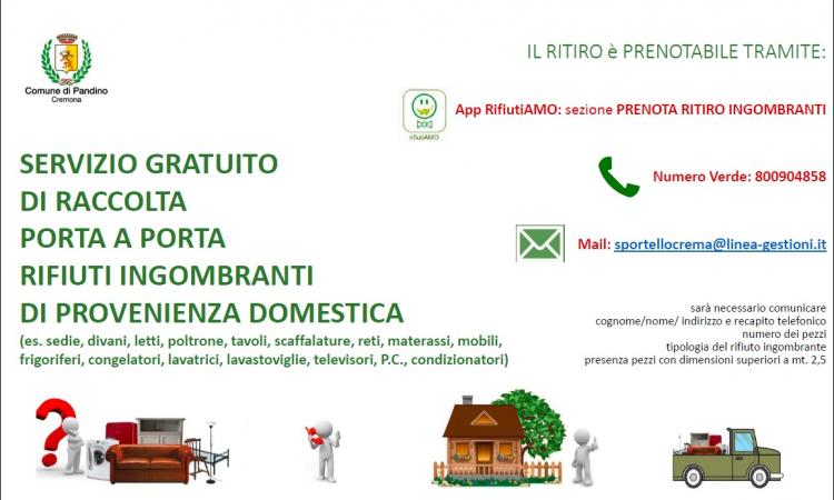 SERVIZIO DI RACCOLTA PORTA A PORTA PER I RIFIUTI INGOMBRANTI DI PROVENIENZA DOMESTICA 